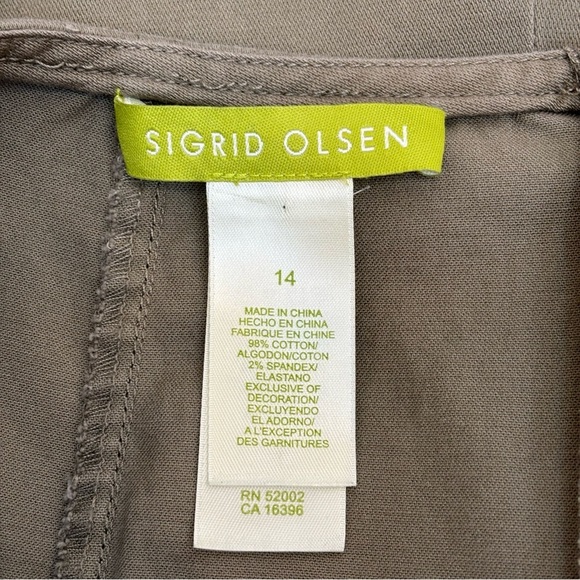 Vintage Sigrid Olsen Embroidered A Line Midi Skirt Boho Olive Army Green Size 14 - Picture 8 of 11